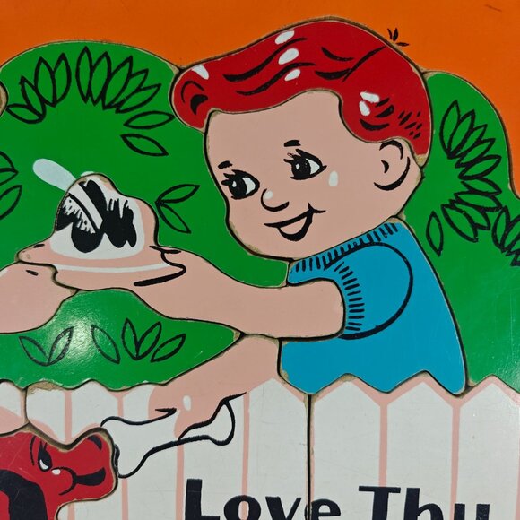Vintage Sifo Love Thy Neighbor Puzzle Girl Boy Dog Complete 60s 70s - Picture 3 of 5